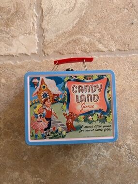 Candy Land Game Retro Metal Lunchbox - Blue with Red Handle
